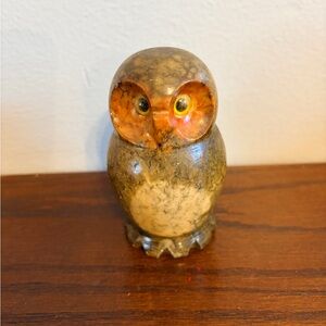 Vtg Marble Stone Owl Figurine made in Italy